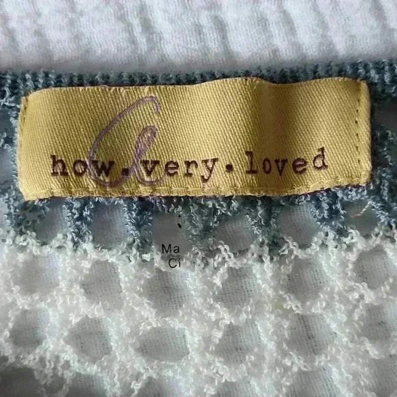 how.very.loved Women's Crochet knit blue + white striped pullover sweater | S/M - Picture 3 of 4